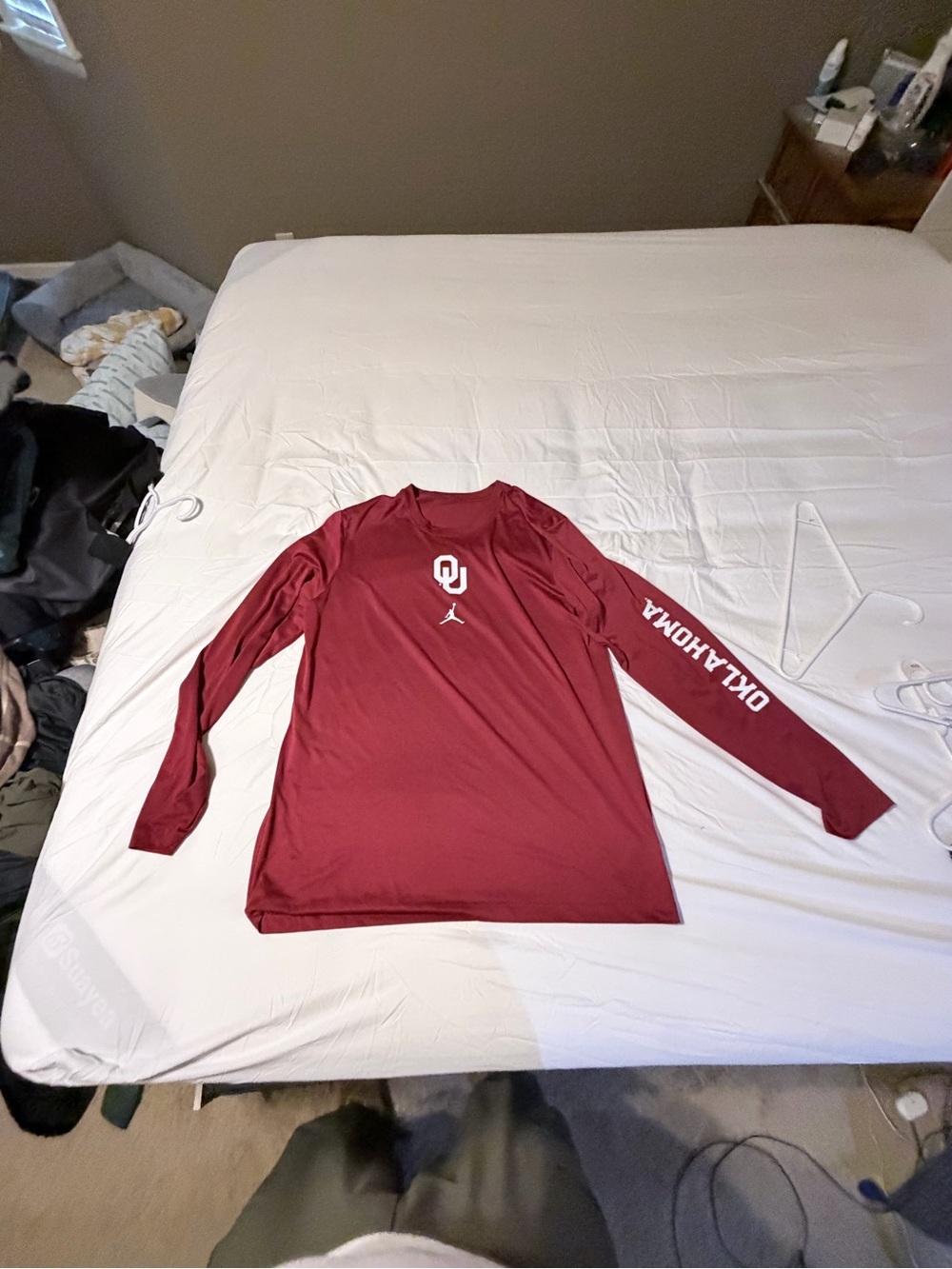 Jordan Crimson Oklahoma Long Sleeve Athletic Shirt